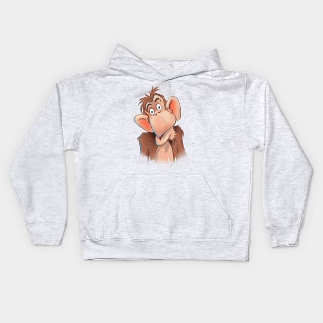 monkey face Kids Hoodie by Tony Morgan